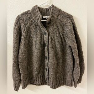 Brown Madewell harwood cableknit cardigan sweater size small